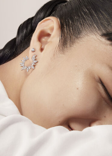  三爪鑽石耳環, 18K 玫瑰金, large