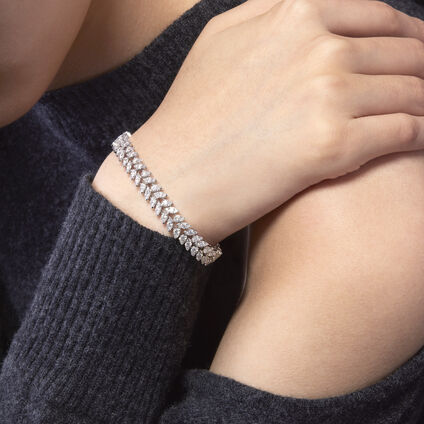 Aerial Double Dewdrop Line 鑽石手鏈 , , large