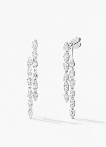 Aerial Double Dewdrop Stiletto 鑽石耳環, , large