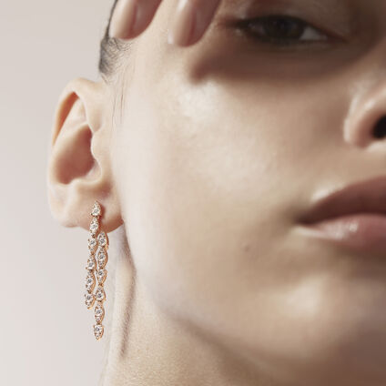 Aerial Double Dewdrop Stiletto 鑽石耳環, , large