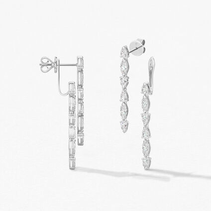 Aerial Double Dewdrop Stiletto 鑽石耳環, , large