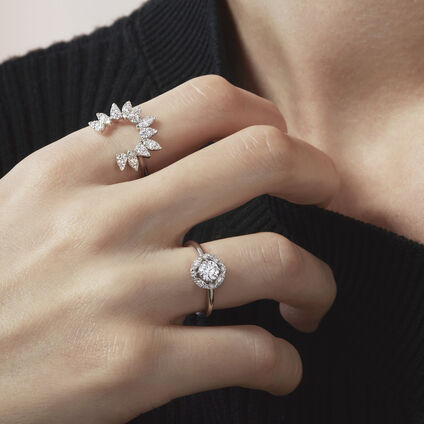 Aerial Marquise Halo 鑽石戒指, , large