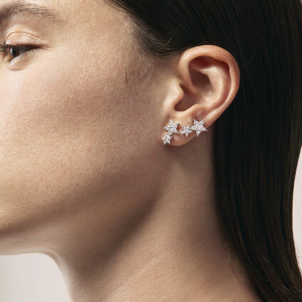 Illa Double Star 鑽石耳環, 18K 白金, large