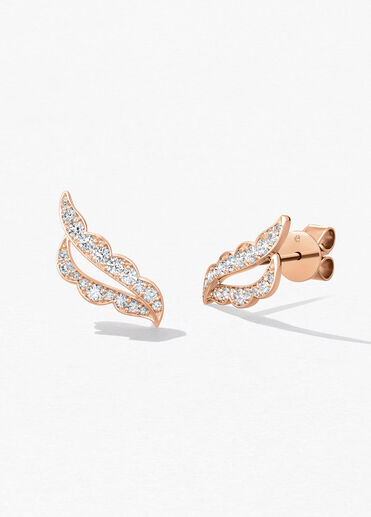 Lorelei Ribbon 鑽石耳環, 18K 玫瑰金, large