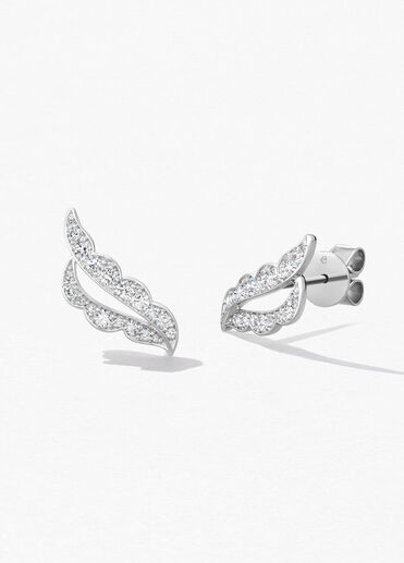 Lorelei Ribbon 鑽石耳環, 18K 白金, large