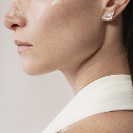 Lorelei Ribbon 鑽石耳環, 18K 白金, large