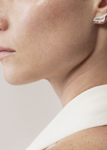 Lorelei Ribbon 鑽石耳環, 18K 白金, large