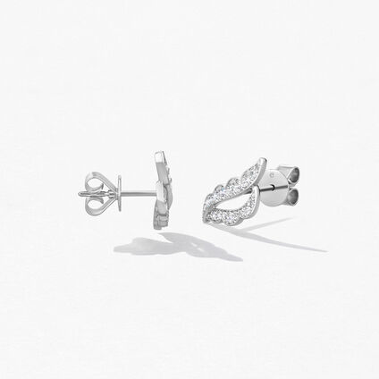 Lorelei Ribbon 鑽石耳環, 18K 白金, large