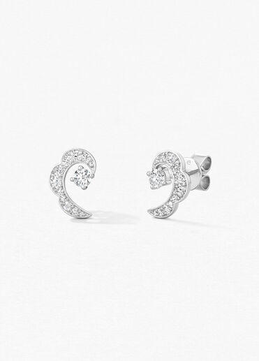 Lorelei Ribbon 鑽石耳環, 18K 白金, large