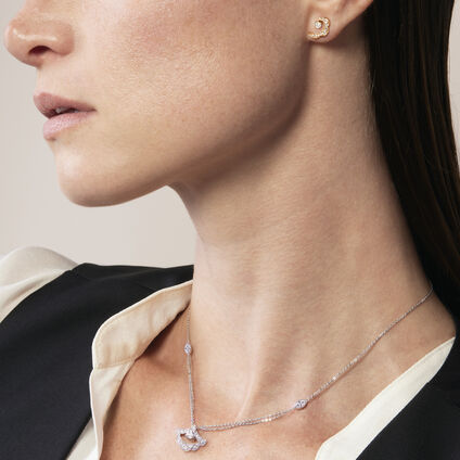 Lorelei Ribbon 鑽石耳環, 18K 白金, large