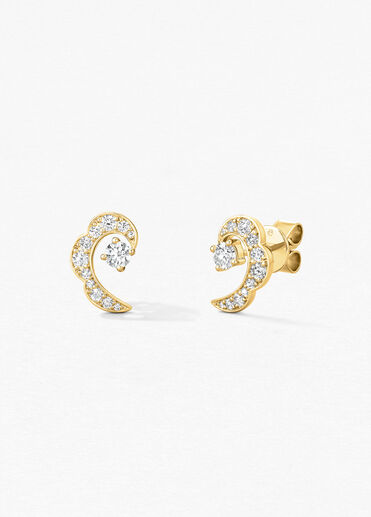 Lorelei Ribbon 鑽石耳環, 18K 黄金, large