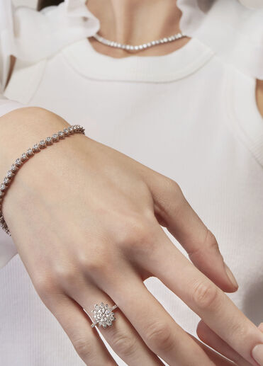 Temptation 三爪鑽石手鍊, 18K 白金, large