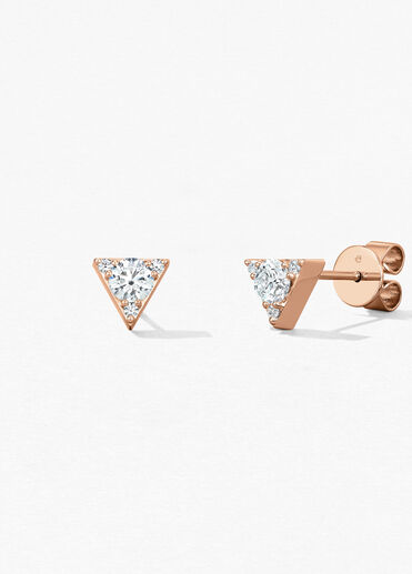 Triplicity Triangle 鑽石耳環, 18K 玫瑰金, large