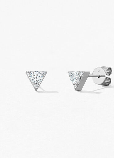 Triplicity Triangle 鑽石耳環, 18K 白金, large