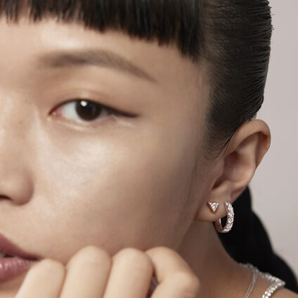 Triplicity Triangle 鑽石耳環, 18K 白金, large