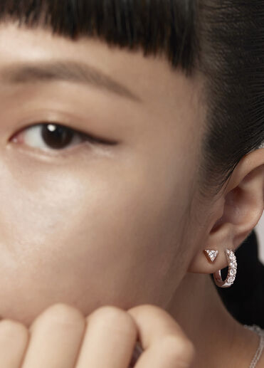 Triplicity Triangle 鑽石耳環, 18K 白金, large