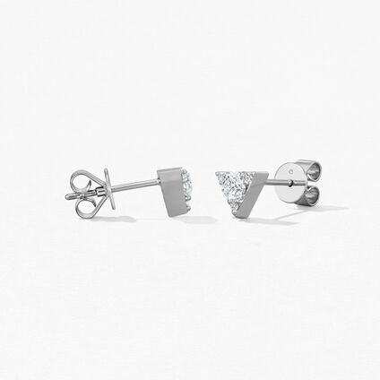 Triplicity Triangle 鑽石耳環, 18K 白金, large