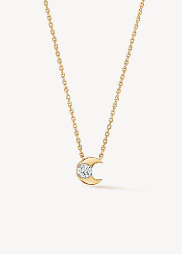 Charmed Half Moon 鑽石項鍊, 18K 黄金, large