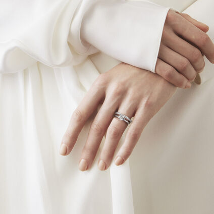 鑽石戒指, 18K 白金, large