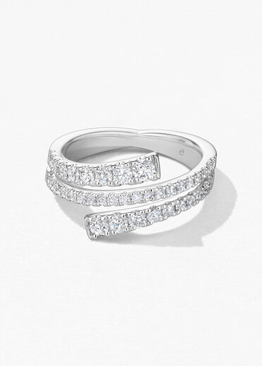 Grace Wrap鑽石戒指, 18K 白金, large