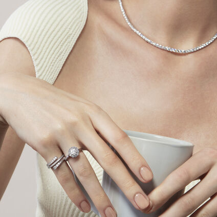 Grace Wrap鑽石戒指, 18K 白金, large