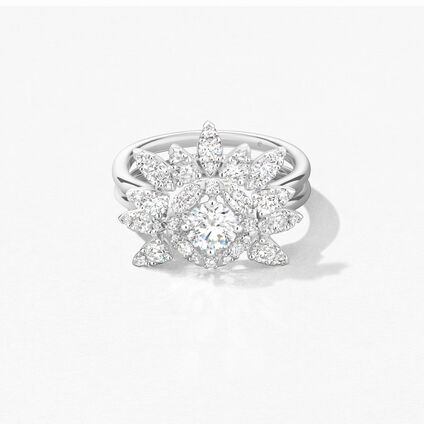 Aerial Sunburst 鑽石戒指, 18K 白金, large