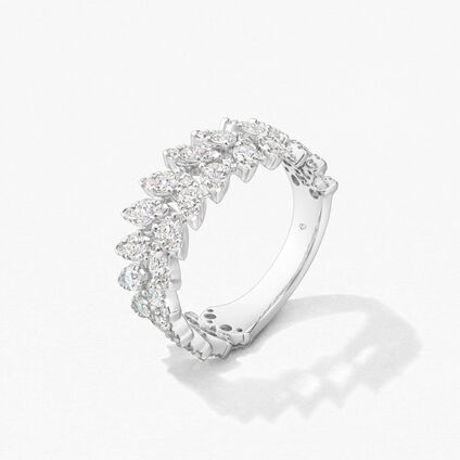 Aerial Double Dewdrop 鑽石戒指, 18K 白金, large