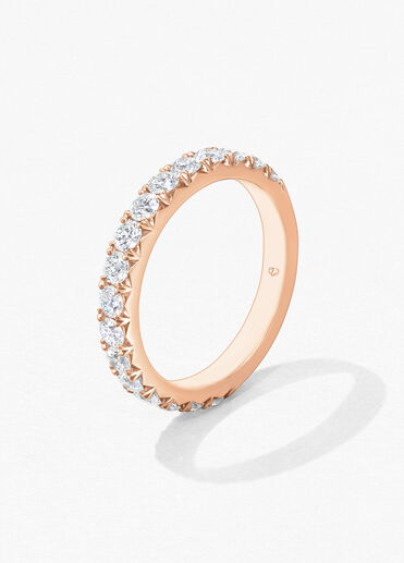 Vela 法式鑲嵌鑽石線戒, 18K 玫瑰金, large
