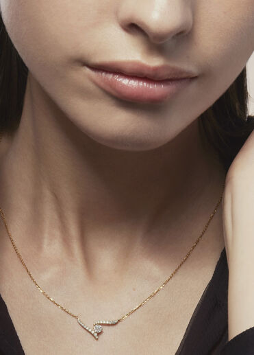 Vela Crossover 鑽石項鍊, 18K 玫瑰金, large