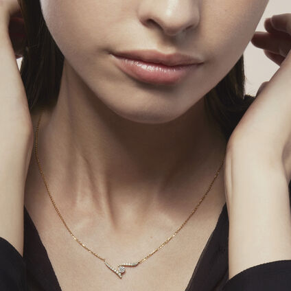 Vela Crossover 鑽石項鍊, 18K 白金, large