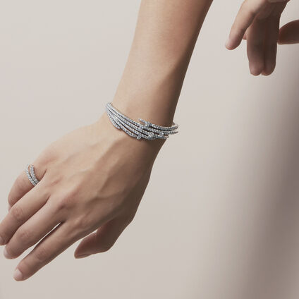 Vela 法式鑲嵌鑽石手鐲, 18K 白金, large