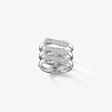 INSIDE/OUT Trio 鑽石線戒, 18K 白金, large