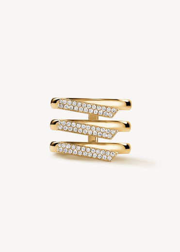 INSIDE/OUT Trio 鑽石線戒, 18K 黄金, large