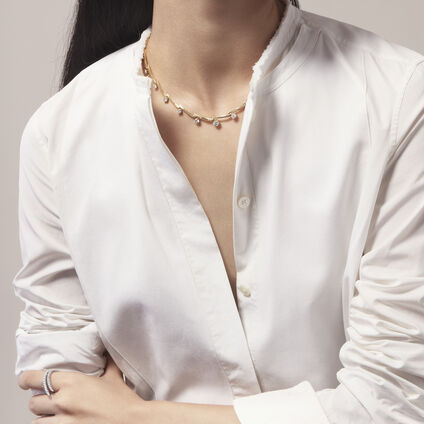 Vela Crossover 鑲鑽項鍊, 18K 白金, large