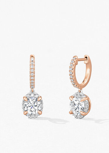 Ellipse鑽石耳環, 18K 玫瑰金（含鉑金）, large