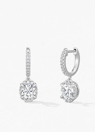 Ellipse鑽石耳環, 18K 白金, large