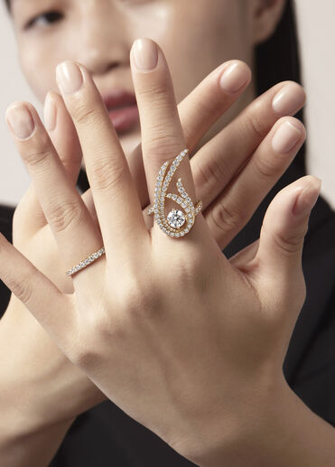 Vela Twisted Cocktail 鑽石套戒, 18K 玫瑰金, large