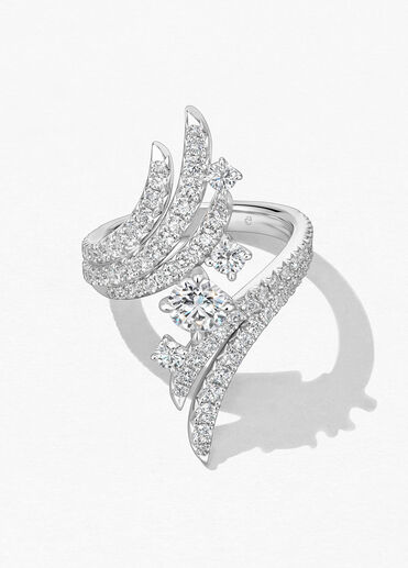 Vela Bypass Cocktail鑽石套戒, 18K 白金, large