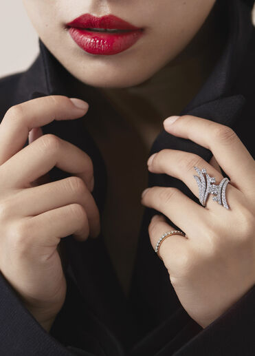 Vela Bypass Cocktail鑽石套戒, 18K 白金, large