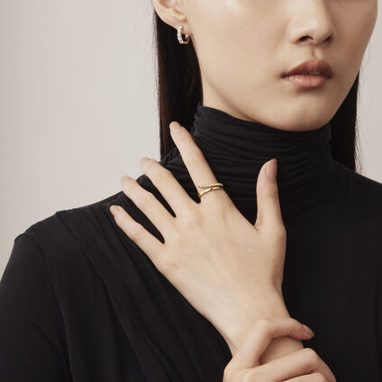 VELA 法式鑲嵌鑽石戒指, 18K 黄金, large