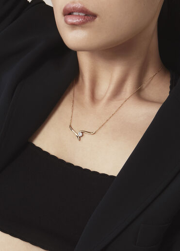 Vela Crossover 鑽石項鍊, 18K 白金, large