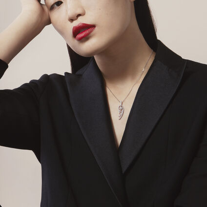 Vela Twisted鑽石項鍊, 18K 白金, large