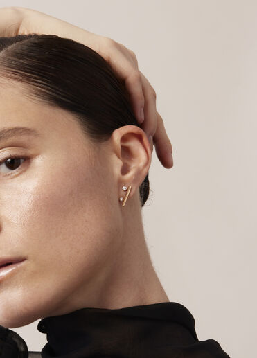 Barre Floating 鑽石耳環 (小), 18K 黄金, large