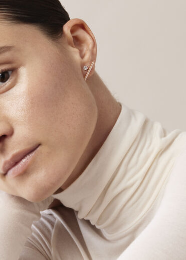 Barre Floating 密鑲鑽石耳環, 18K 玫瑰金, large