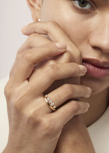 Barre Floating 鑽石戒指, 18K 玫瑰金, large