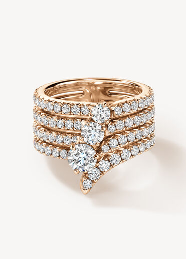 VELA 法式鑲嵌鑽石套戒, 18K 玫瑰金, large