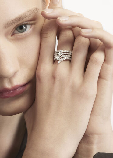 VELA 法式鑲嵌鑽石套戒, 18K 玫瑰金, large