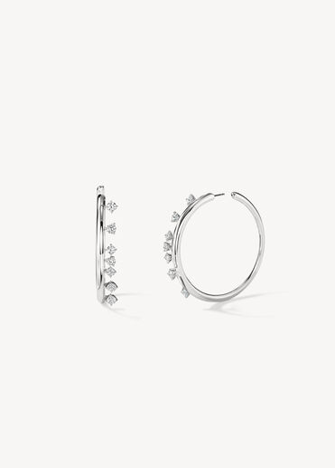 BARRE Floating 鑽石耳環 (中), 18K 白金, large