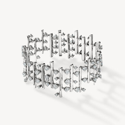 Barre Multi-Row 鑽石手鍊 (大), 18K 白金, large