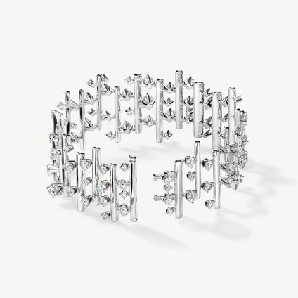 Barre Multi-Row 鑽石手鍊 (大), 18K 白金, large